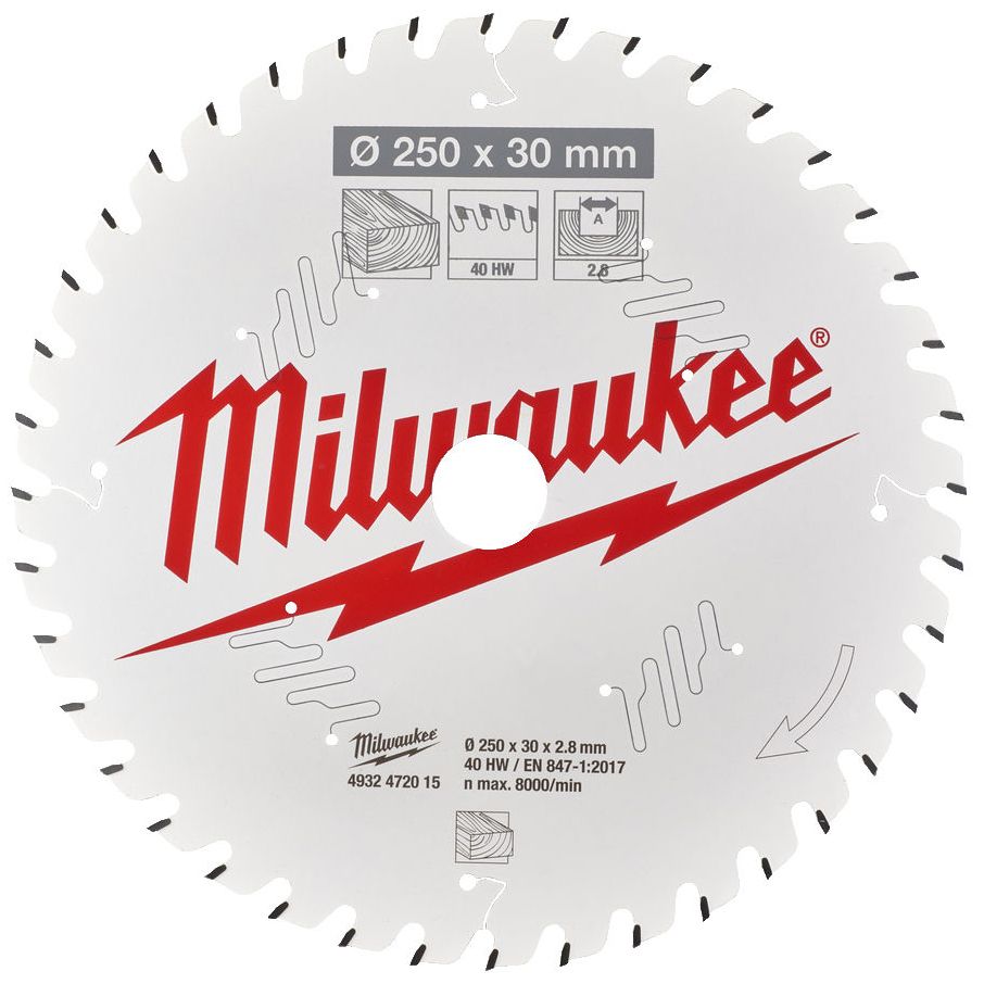 Řezný kotouč MILWAUKEE CSB MS W 250/30 mm 40 zubů