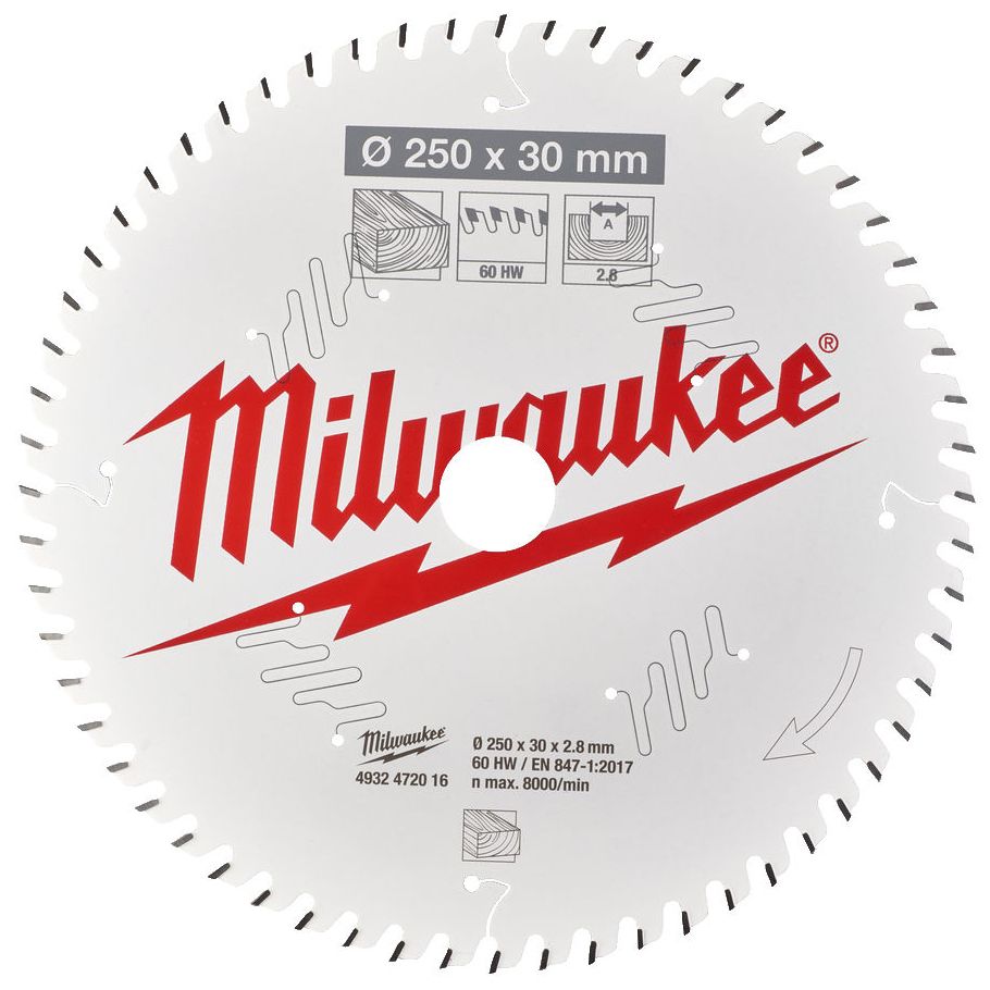Řezný kotouč MILWAUKEE CSB MS W 250/30 mm 60 zubů