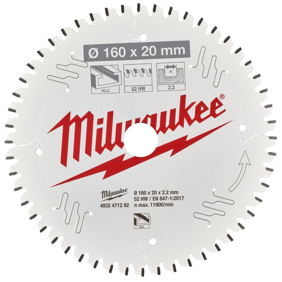 Řezný kotouč MILWAUKEE CSB P Alu 160/20 mm 52 zubů