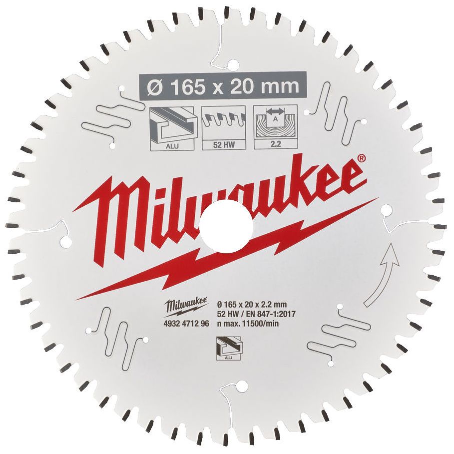 Řezný kotouč MILWAUKEE CSB P Alu 165/20 mm 52 zubů