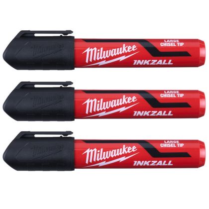 Značkovač s plochým hrotem MILWAUKEE INKZALL L černý 3ks