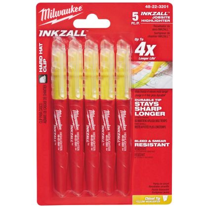 Sada zvýrazňovačů MILWAUKEE INKZALL žluté 5 ks