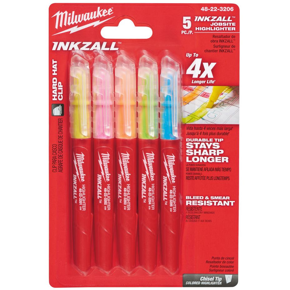 Sada zvýrazňovačů MILWAUKEE INKZALL barevné 5 ks