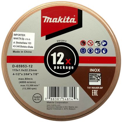 Sada řezných kotoučů na kov MAKITA 115 x 1,0 x 22,23 mm 12 ks