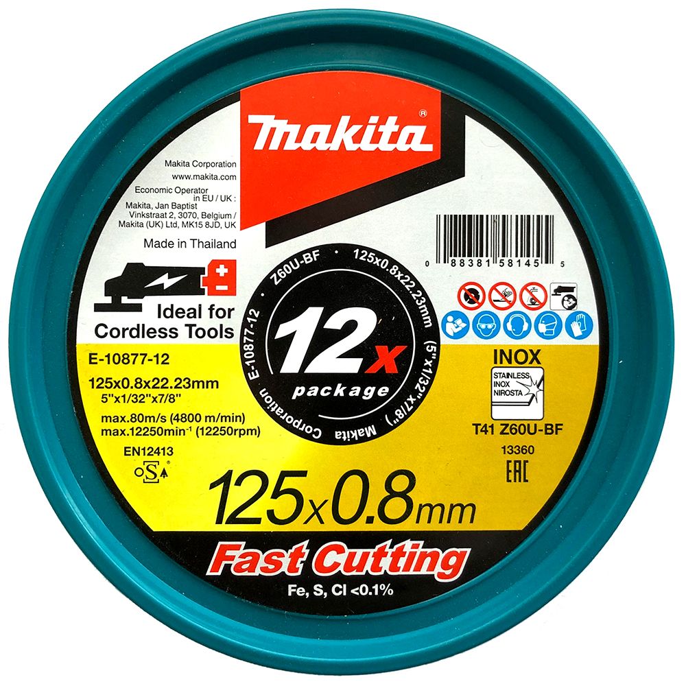 Sada řezných kotoučů na kov MAKITA 125 x 0,8 x 22,23 mm 12 ks