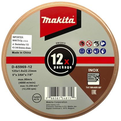 Sada řezných kotoučů na kov MAKITA 125 x 1,0 x 22,23 mm 12 ks