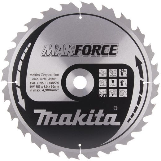 Pilový kotouč MAKITA MAKFORCE 355 x 30 mm 24 zubů