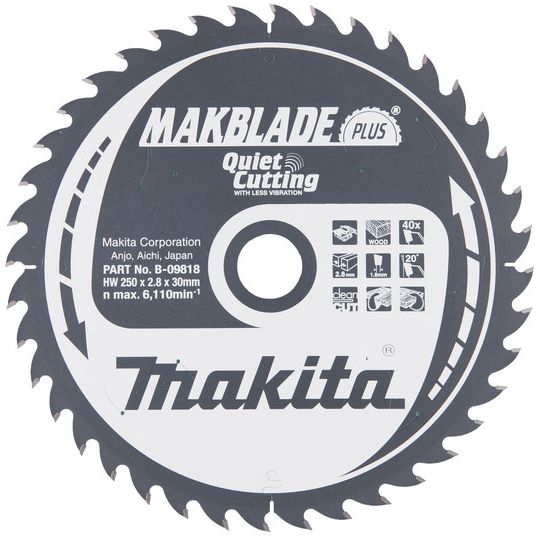 Pilový kotouč MAKITA MAKBLADE PLUS 250 x 30 mm 40 zubů