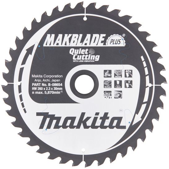Pilový kotouč MAKITA MAKBLADE PLUS 260 x 30 mm 40 zubů
