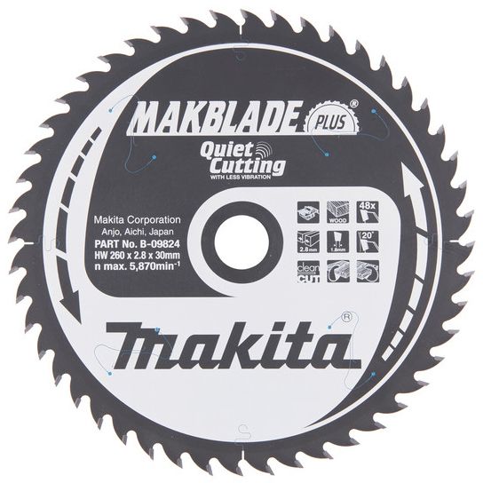 Pilový kotouč MAKITA MAKBLADE PLUS 260 x 30 mm 48 zubů