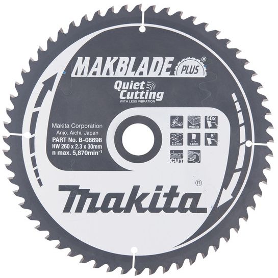 Pilový kotouč MAKITA MAKBLADE PLUS 260 x 30 mm 60 zubů