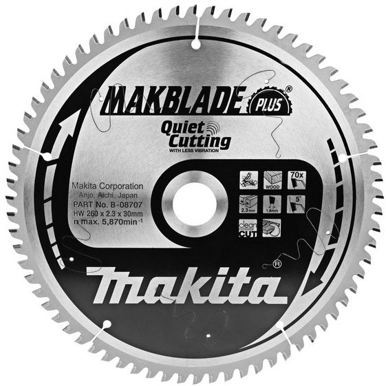Pilový kotouč MAKITA MAKBLADE PLUS 260 x 30 mm 70 zubů