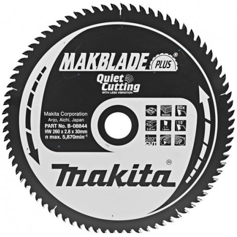 Pilový kotouč MAKITA MAKBLADE PLUS 260 x 30 x 2,3 mm 80 zubů