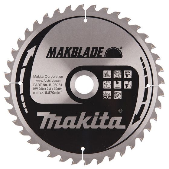 Pilový kotouč MAKITA MAKBLADE 260 x 30 mm 40 zubů