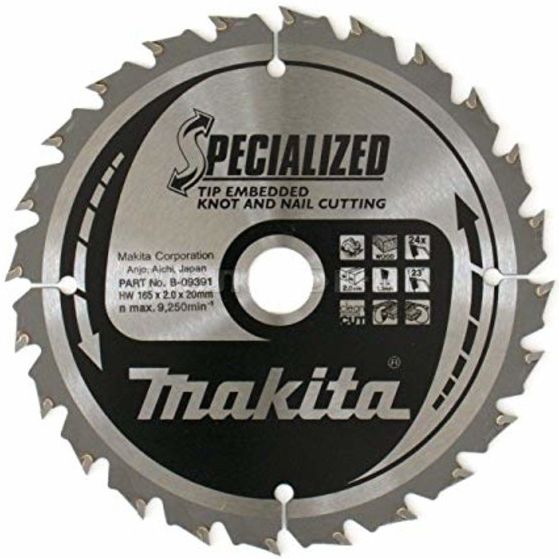 Pilový kotouč se zapuštěnými zuby MAKITA 165 x 20 mm 24 zubů