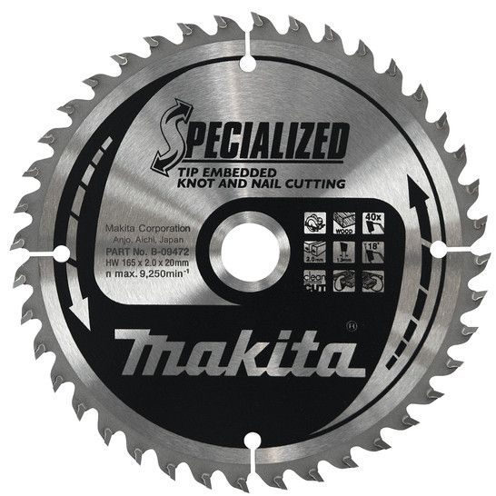 Pilový kotouč se zapuštěnými zuby MAKITA 165 x 20 mm 40 zubů