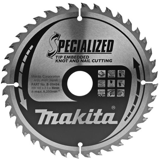 Pilový kotouč se zapuštěnými zuby MAKITA 185 x 30 mm 40 zubů