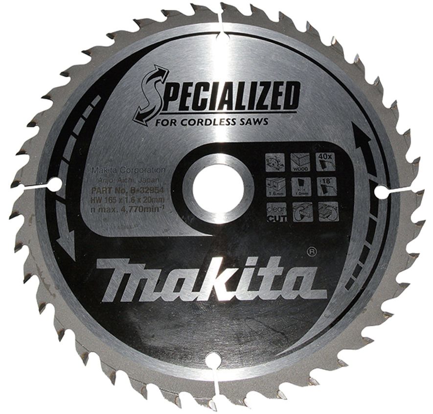 Pilový kotouč pro aku pily MAKITA 165 x 20 mm 40 zubů 4770 ot./min