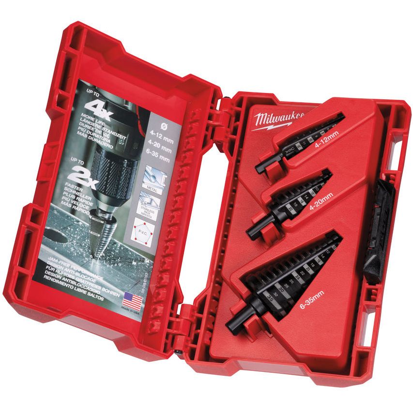 Sada stupňových vrtáků MILWAUKEE 3 ks