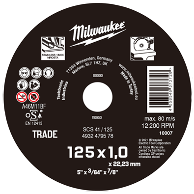 Řezný kotouč na kov MILWAUKEE SCS 41 125x1,0x22,2 mm