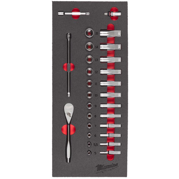 Pěnová vložka MILWAUKEE s ráčnovou sadou 1/4
