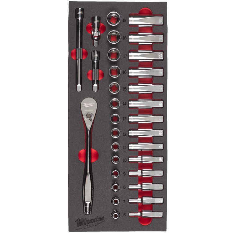 Pěnová vložka MILWAUKEE s ráčnovou sadou 3/8