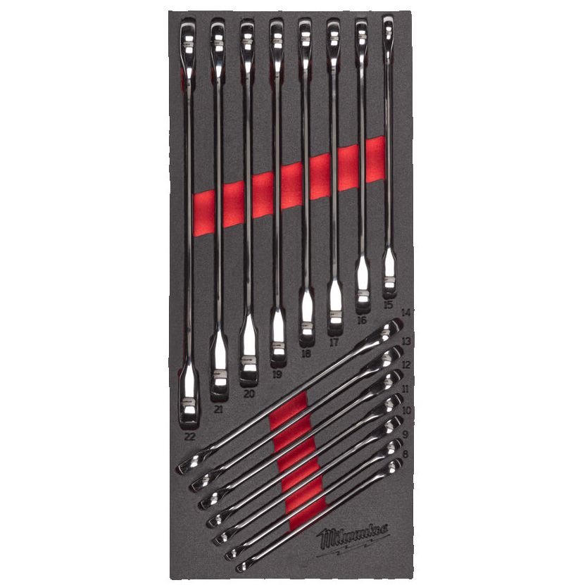 Pěnová vložka MILWAUKEE se sadou ráčnových kombinovaných klíčů 15 ks