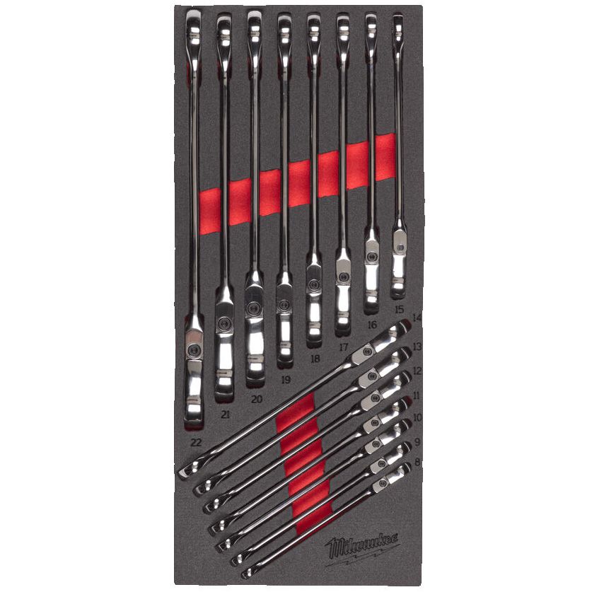 Pěnová vložka MILWAUKEE se sadou kloubových ráčnových klíčů 15 ks