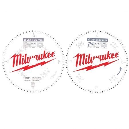 Sada 2 řezných kotoučů MILWAUKEE CSB P W 254 mm 60 a 80 zubů