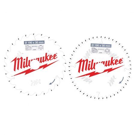 Sada 2 řezných kotoučů MILWAUKEE CSB P W 190 mm 24 a 48 zubů