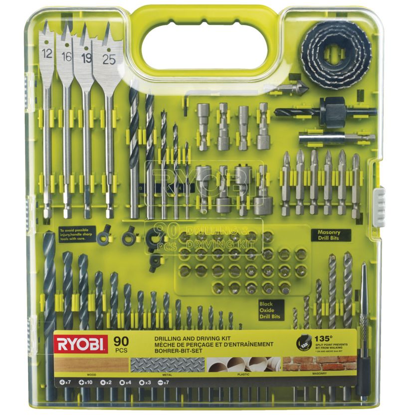 Sada vrtáků a šroubovacích bitů RYOBI RAKDD90 90 ks