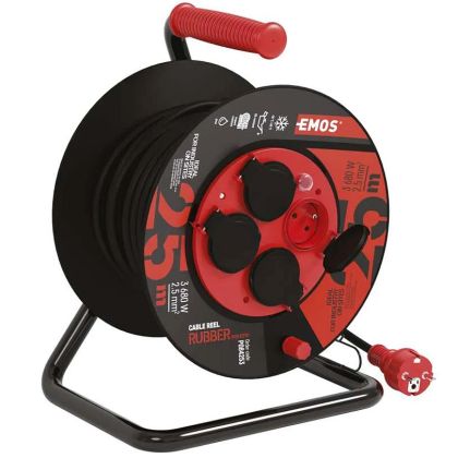 Prodlužovací kabel na bubnu EMOS GUMA / NEOPREN 4 zásuvky 2,5 mm² 25 m