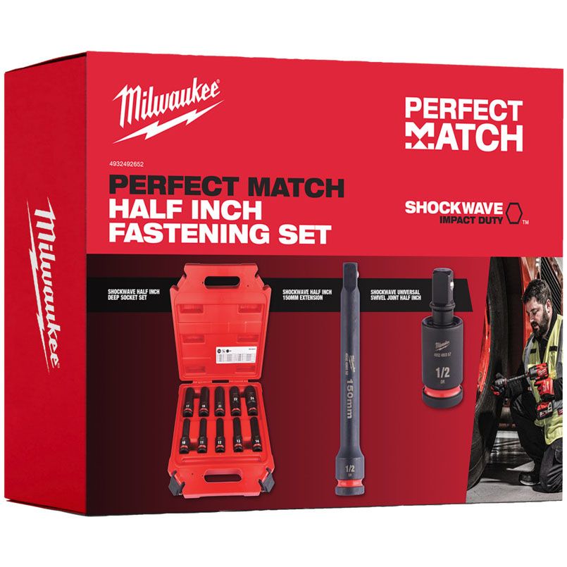Sada průmyslových hlavic prodloužených MILWAUKEE PERFECT MATCH 1/2