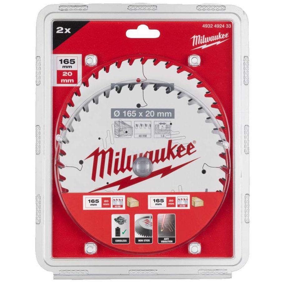 Sada 2 řezných kotoučů MILWAUKEE CSB P W 165 mm 40 zubů