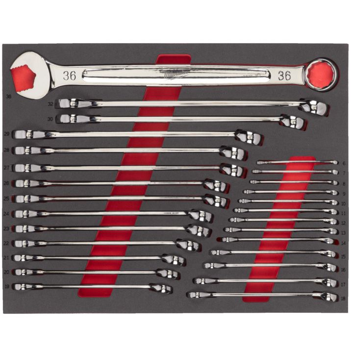 Pěnová vložka MILWAUKEE se sadou kombinovaných klíčů 27 ks