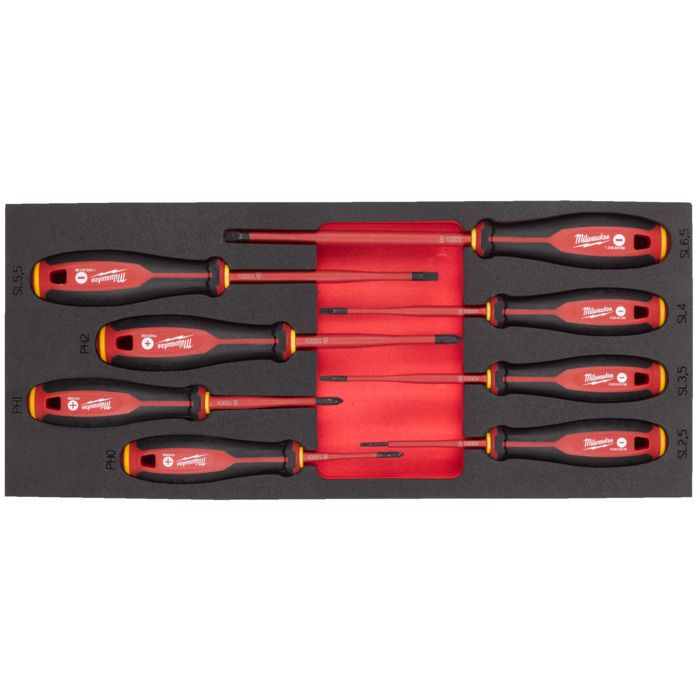 Pěnová vložka MILWAUKEE se sadou šroubováků TRI-LOBE 8 ks