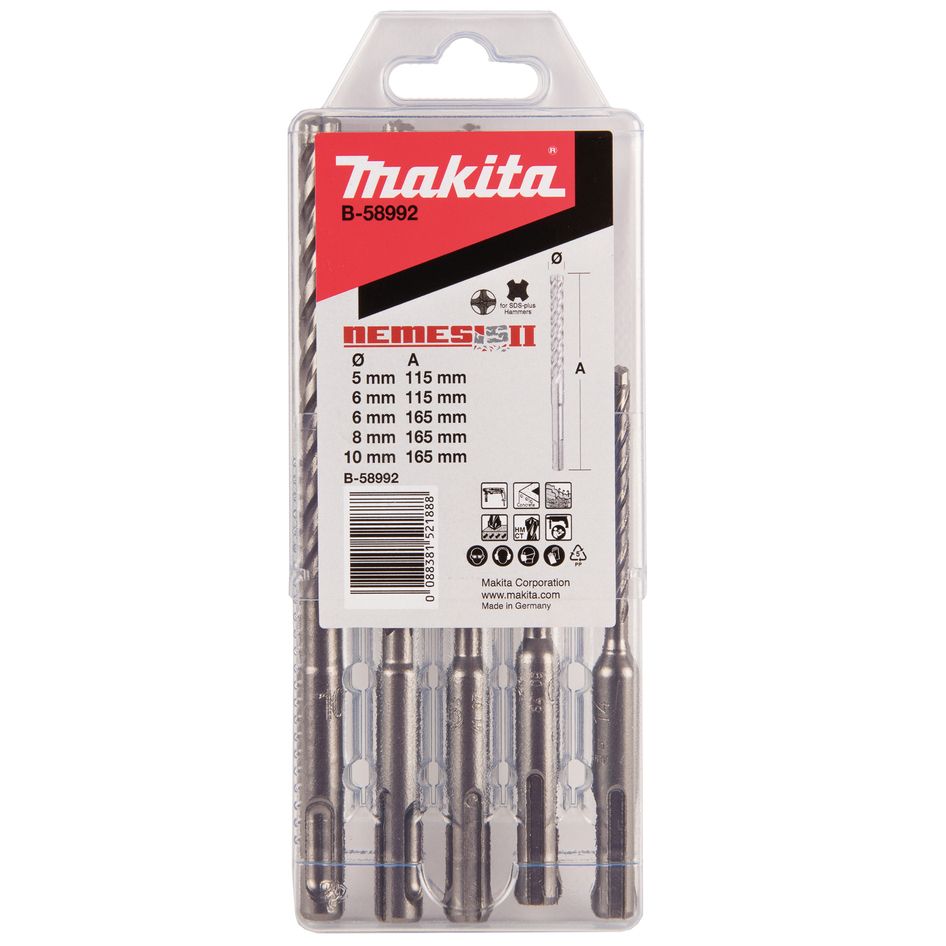 Sada příklepových vrtáků MAKITA SDS-Plus Nemesis II 5 ks B-58992