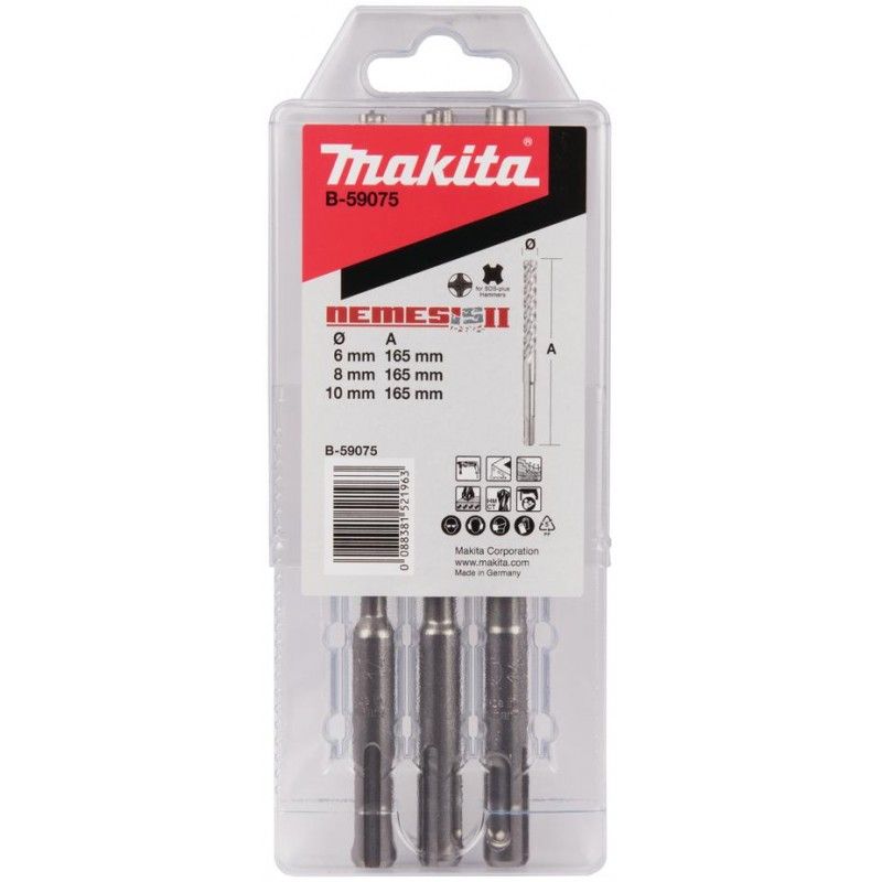 Sada příklepových vrtáků MAKITA SDS-Plus Nemesis II 3 ks B-59075