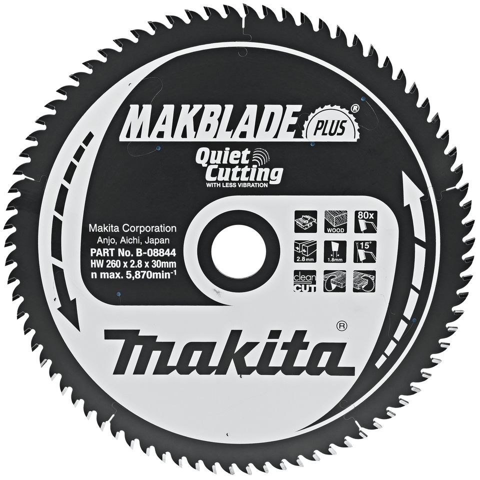 Pilový kotouč MAKITA MAKBLADE PLUS 260 x 30 x 2,8 mm 80 zubů