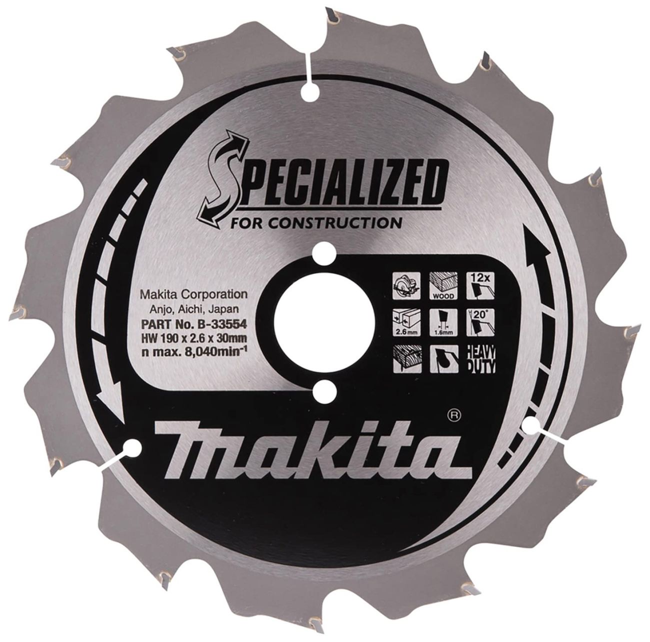 Pilový kotouč MAKITA Konstrukt 190 x 30 mm 12 zubů