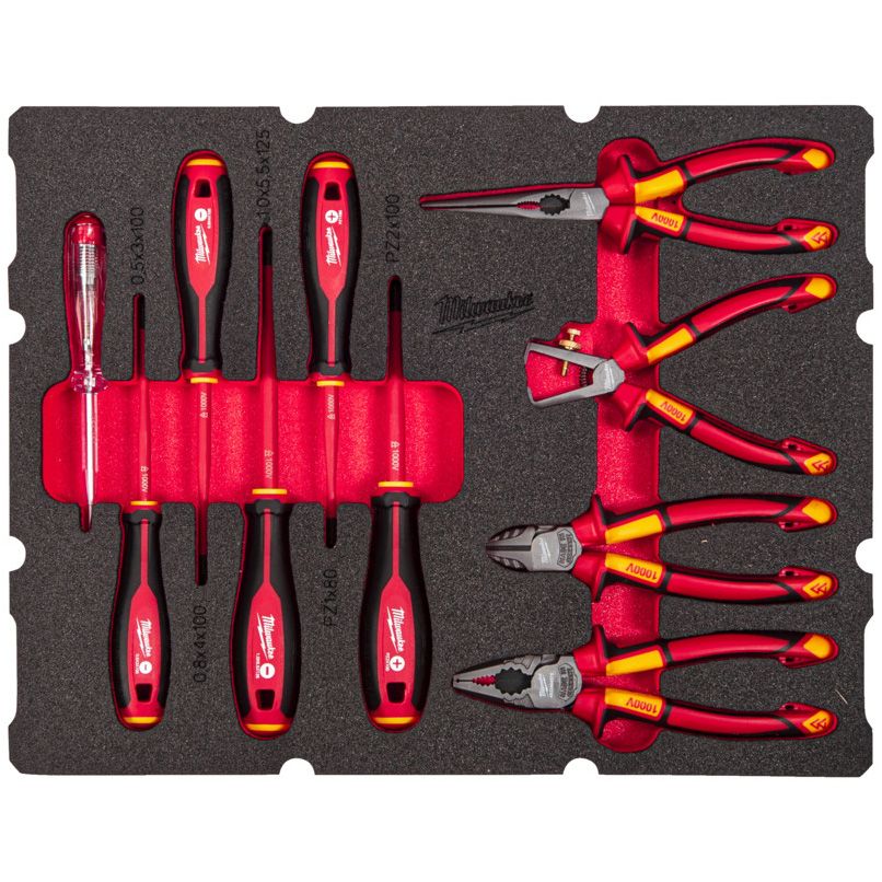 Pěnová vložka MILWAUKEE PACKOUT se sadou elektrikářského nářadí 10 ks