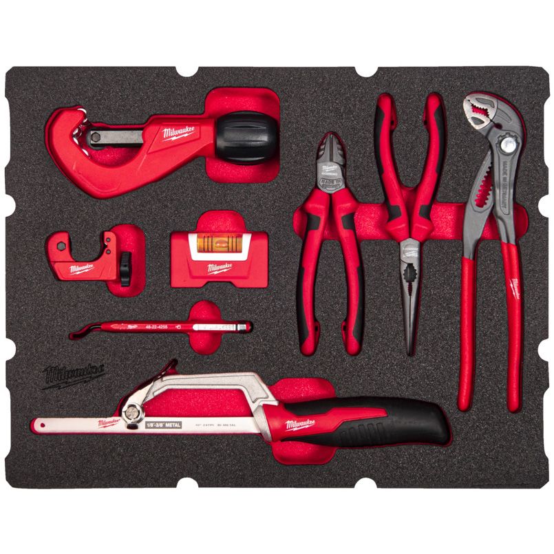 Pěnová vložka MILWAUKEE PACKOUT se sadou instalatérského nářadí 8 ks