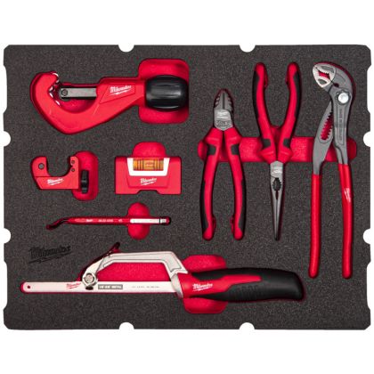 Pěnová vložka MILWAUKEE PACKOUT se sadou instalatérského nářadí 8 ks