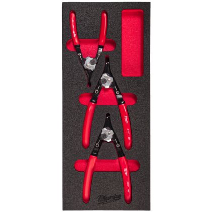 Pěnová vložka MILWAUKEE se sadou kleští na pojistné kroužky 3 ks