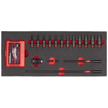 Pěnová vložka MILWAUKEE se sadou prodloužených průmyslových hlavic 1/4