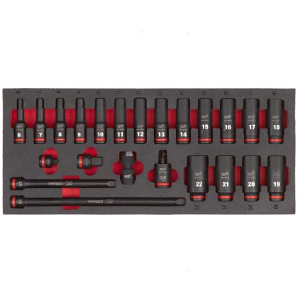 Pěnová vložka MILWAUKEE se sadou prodloužených průmyslových hlavic 3/8