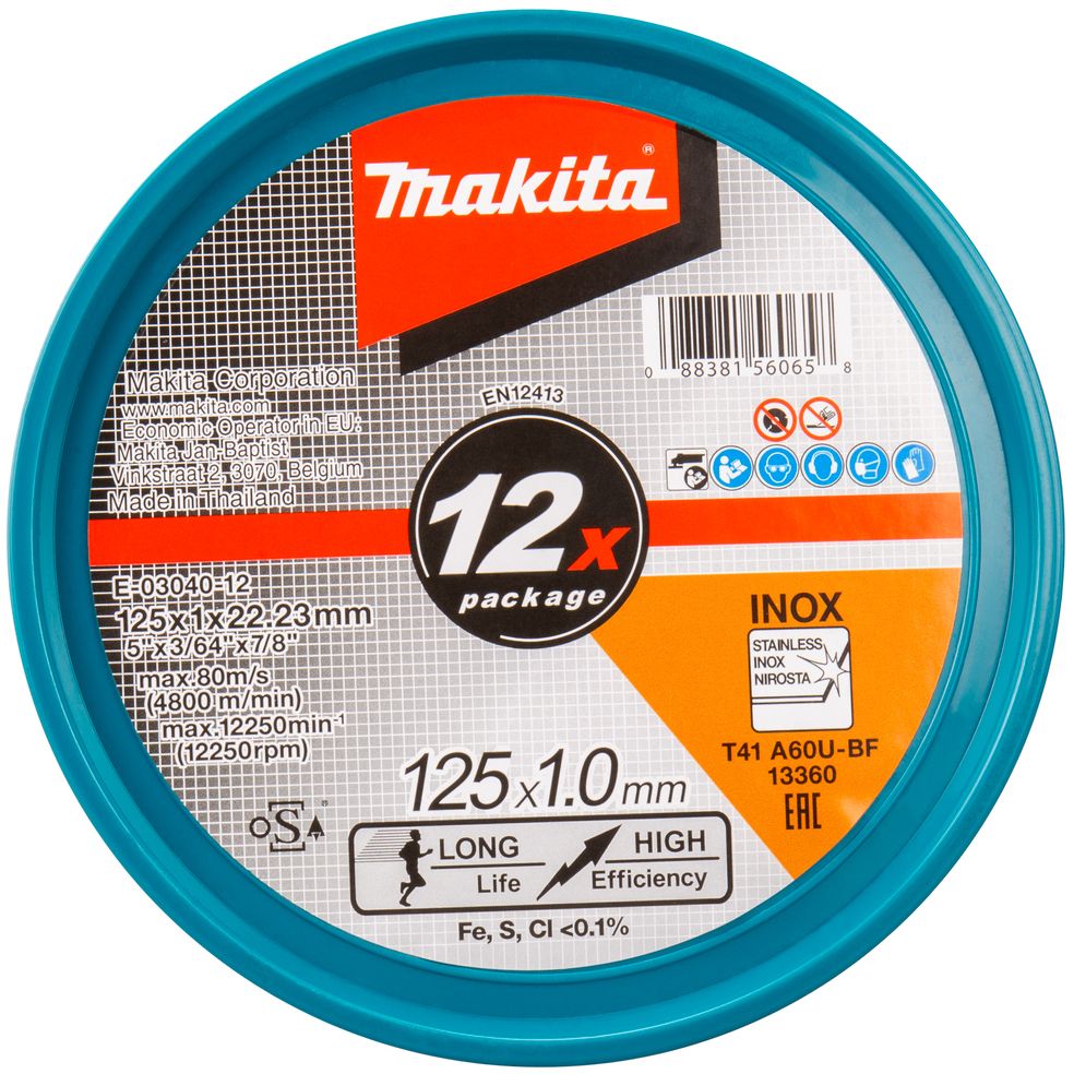 Sada řezných kotoučů na kov MAKITA 125 x 1,0 x 22,23 mm 12 ks