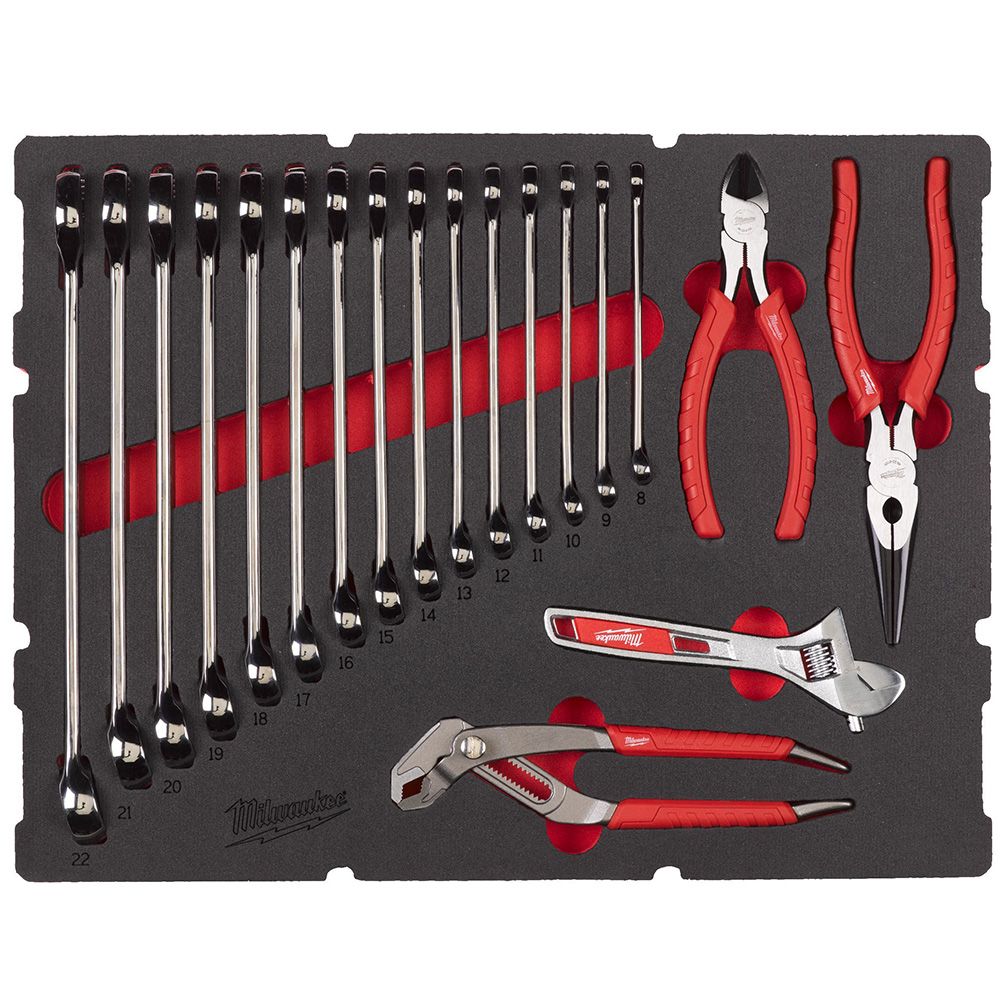 Pěnová vložka MILWAUKEE PACKOUT se sadou kleští a klíčů 19 ks