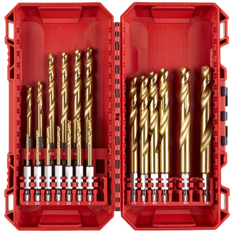 Sada vrtáků do kovu MILWAUKEE HSS-G TIN RED HEX SET 19 ks