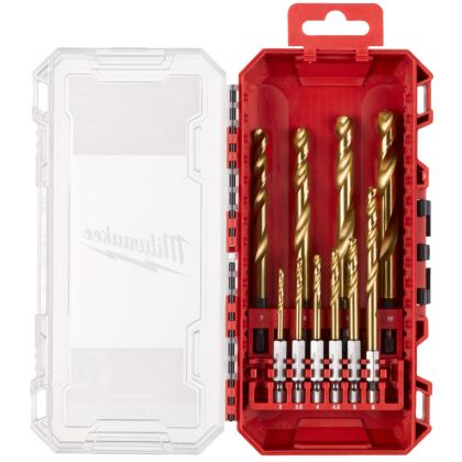 Sada vrtáků do kovu MILWAUKEE HSS-G TIN RED HEX SET 10 ks